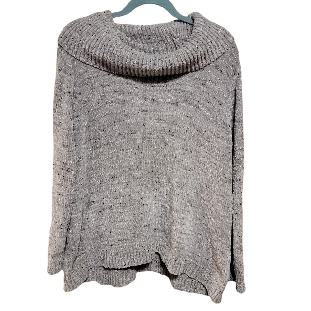 Calvin Klein size 1X gray sweater cowl neck polyester soft and cozy